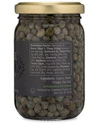 Mina Capers Non Pareil jar back highlights simple, additive-free ingredients