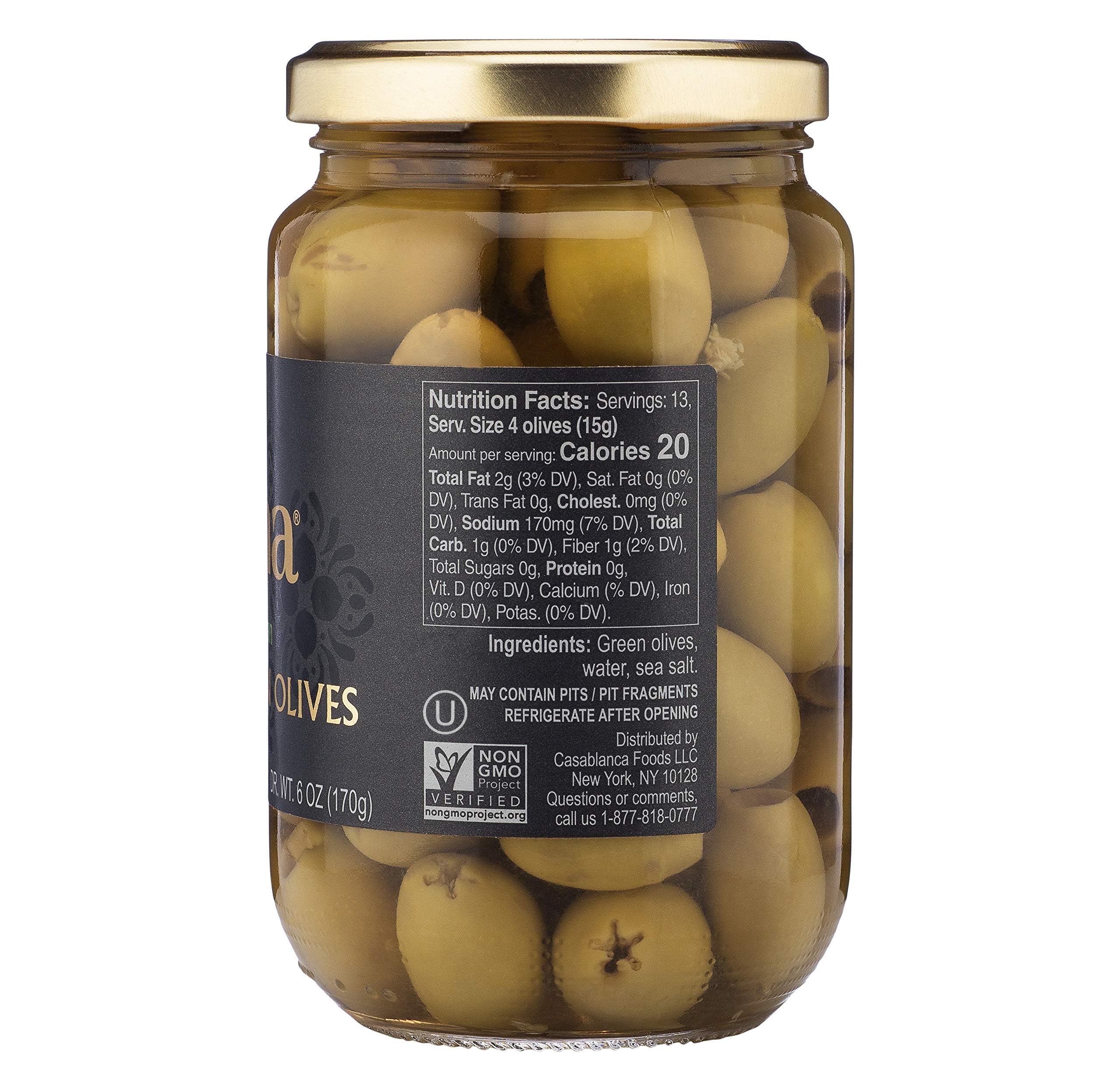 Mina Green Olives Pitted handpicked olives in bowl, natural curing shown.