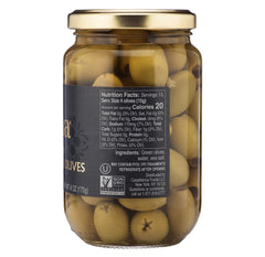 Mina Green Olives Pitted handpicked olives in bowl, natural curing shown.