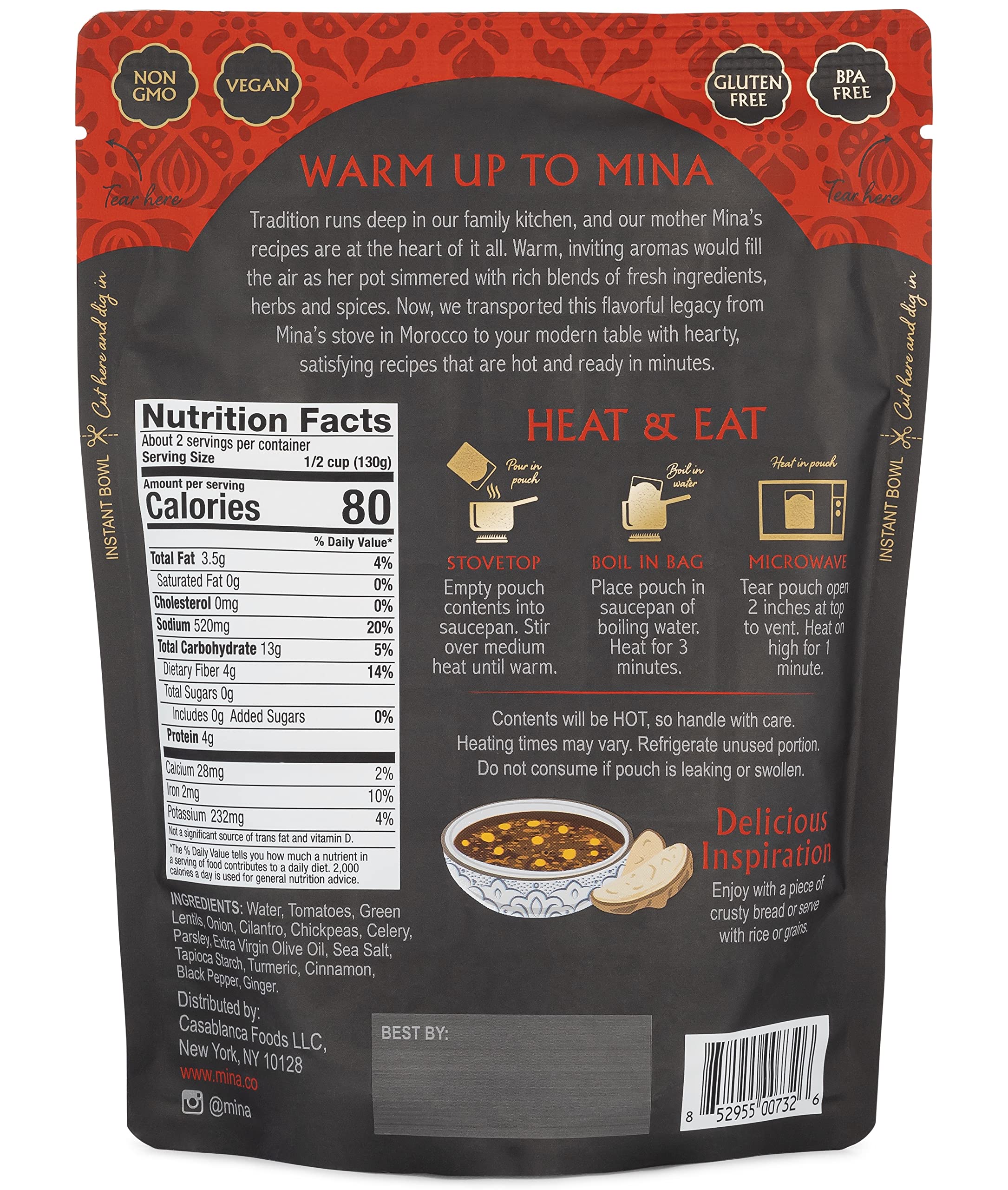 Mina Harira ingredients close-up features chickpeas and lentils