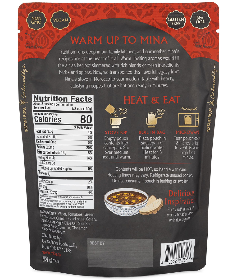 Mina Harira ingredients close-up features chickpeas and lentils