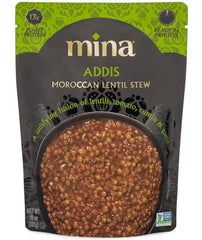 Mina Moroccan Lentils front packaging highlighting ready-to-eat, plant-based protein