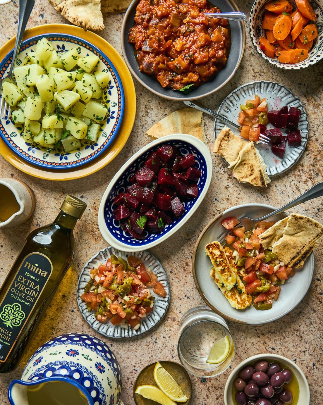 Mina Moroccan Olive Oil drizzle over salad or bread.