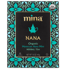 Mina Nana Moroccan Mint tea steeping in cup; refreshing aroma and caffeine-free enjoyment.