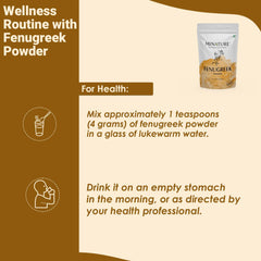 Minature Mi Nature Fenugreek Powder resealable pouch preserves freshness.