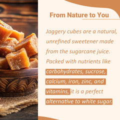 Minature mi nature jaggery cube in tea setup for natural sweetness.