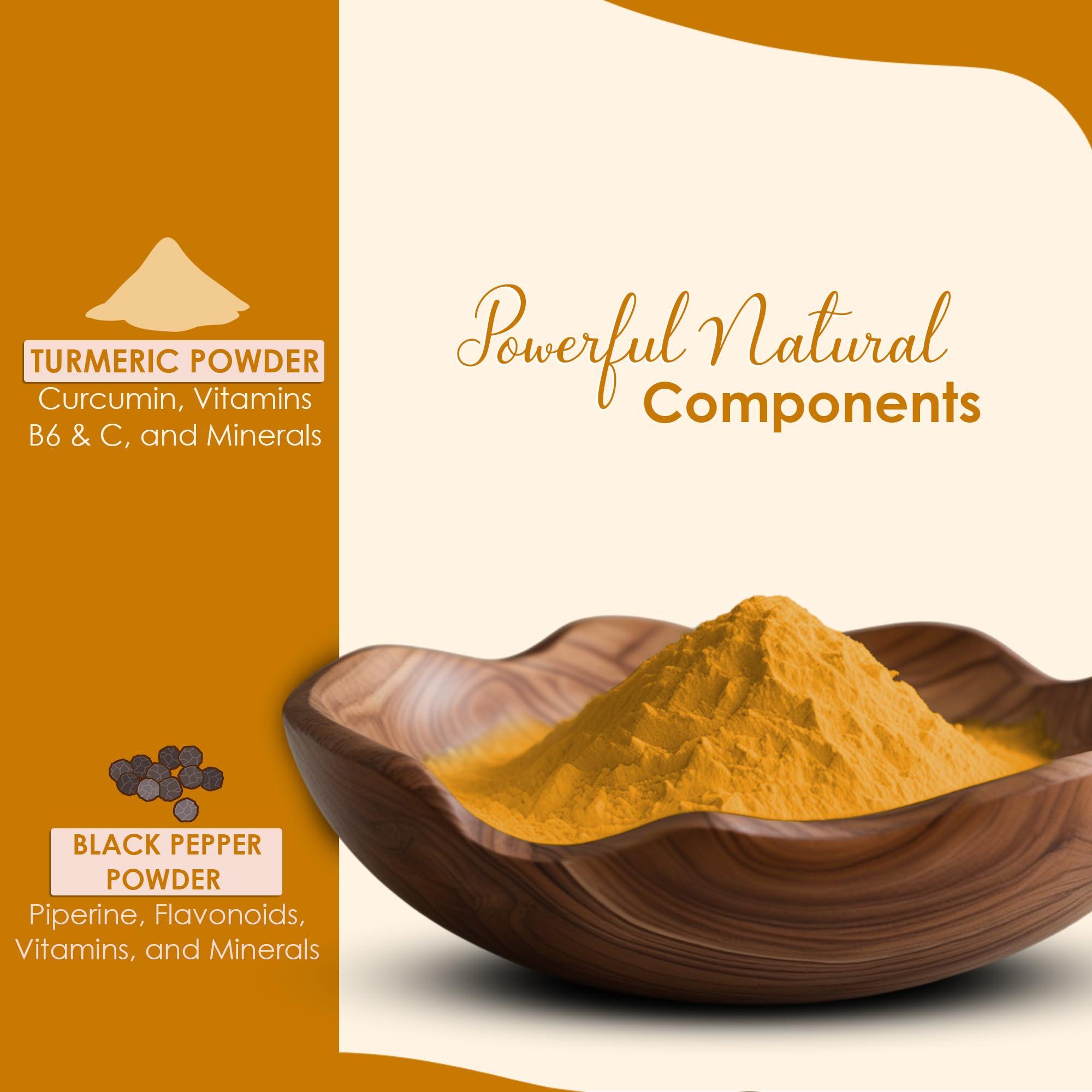 Minature turmeric root powder close-up texture suitable for blends.