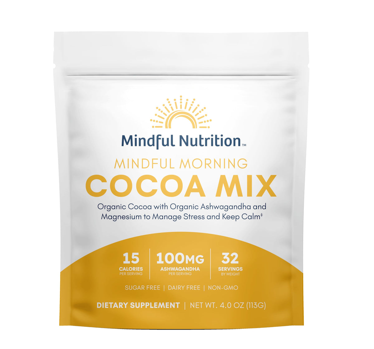 Mindful Morning hot chocolate pack-jar shows rich, dairy-free cacao for a comforting ritual.