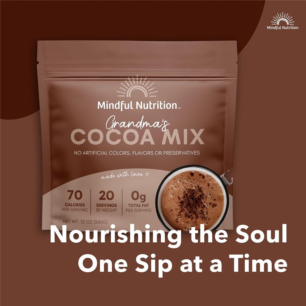 Camping mug with Mindful Nutrition hot chocolate for outdoor warmth.