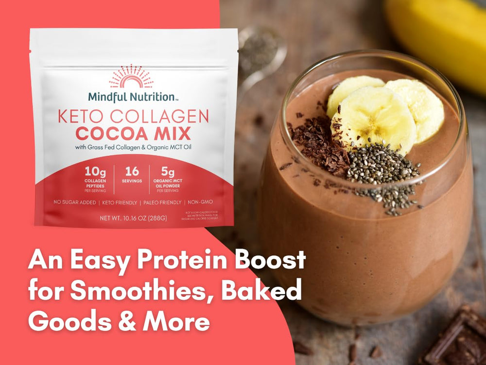 Mindful Nutrition grass-fed collagen peptides jar highlights high-quality protein source.