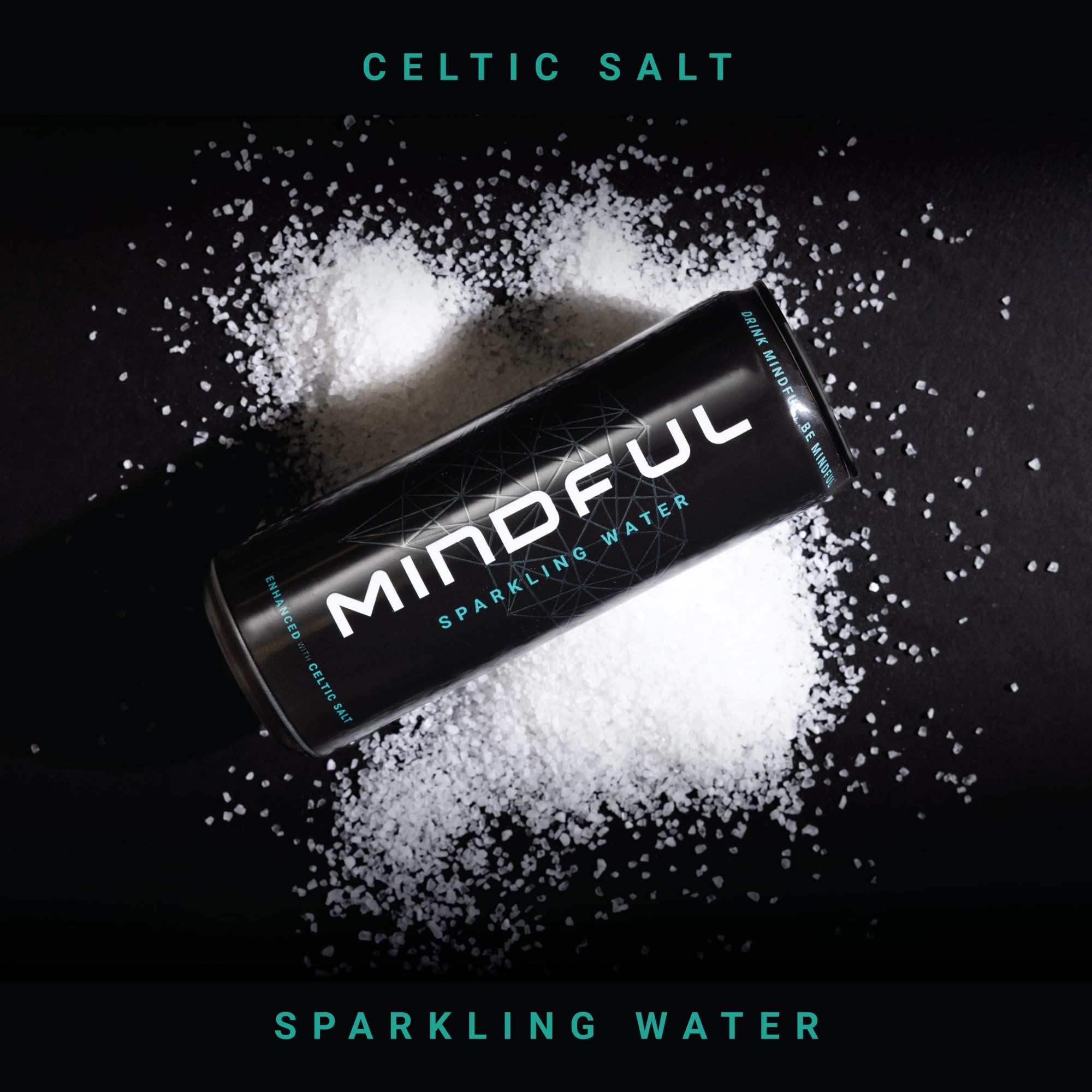 MINDFUL Sparkling Water fizz close-up captures crisp carbonation and smooth mouthfeel.