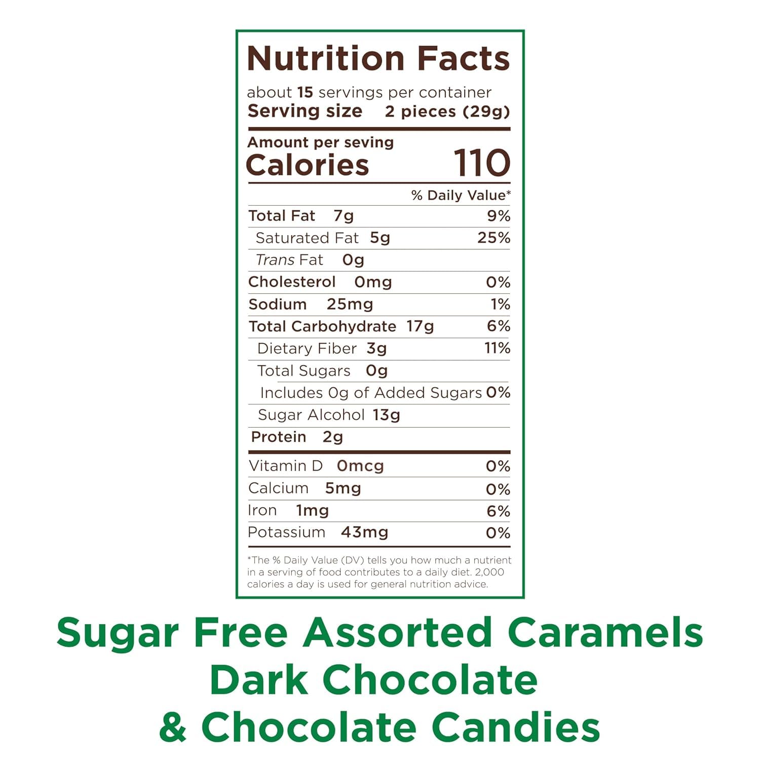 Mindys Goodies extra dark sugar-free caramel with rich chocolate.