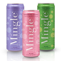 Mingle Mocktails Cranberry Cosmo pack can, a refreshing alcohol-free option for gatherings.