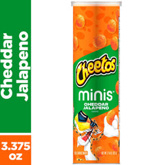 Hand holding Minis Cheetos Cheddar Jalapeño snacks ready to munch