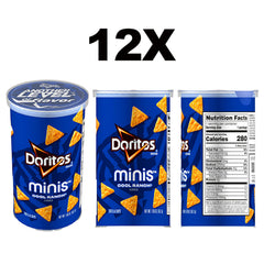 Minis Doritos Cool Ranch canister back view with flavor details for travel