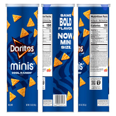 Doritos Minis Cool Ranch chips offer bold flavor in bite-sized crunch.