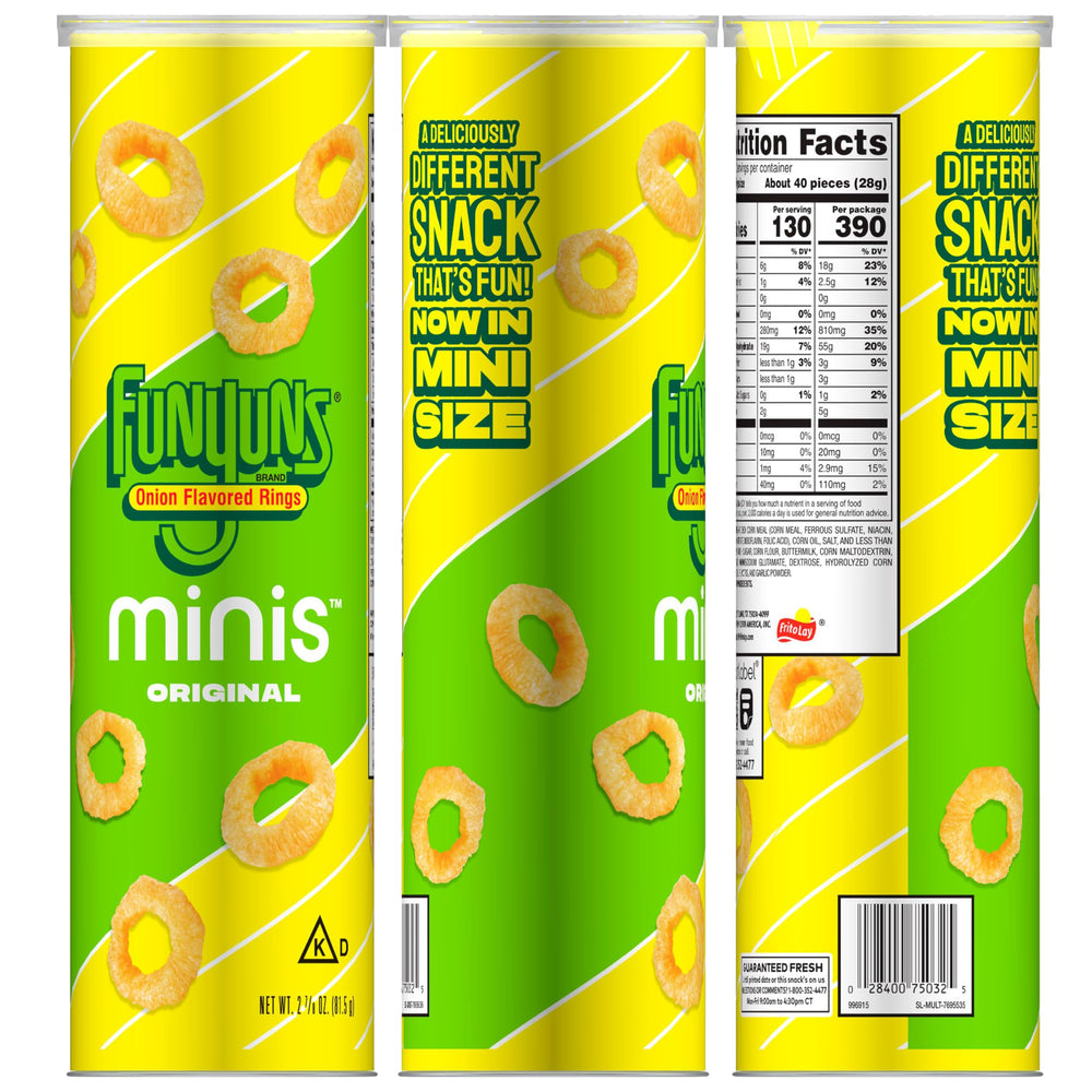 Minis Funyuns Original closeup showing crunchy texture and bold flavor