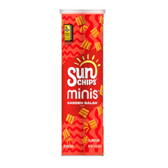 Minis SunChips Garden Salsa canister on a kitchen counter for convenient snacking