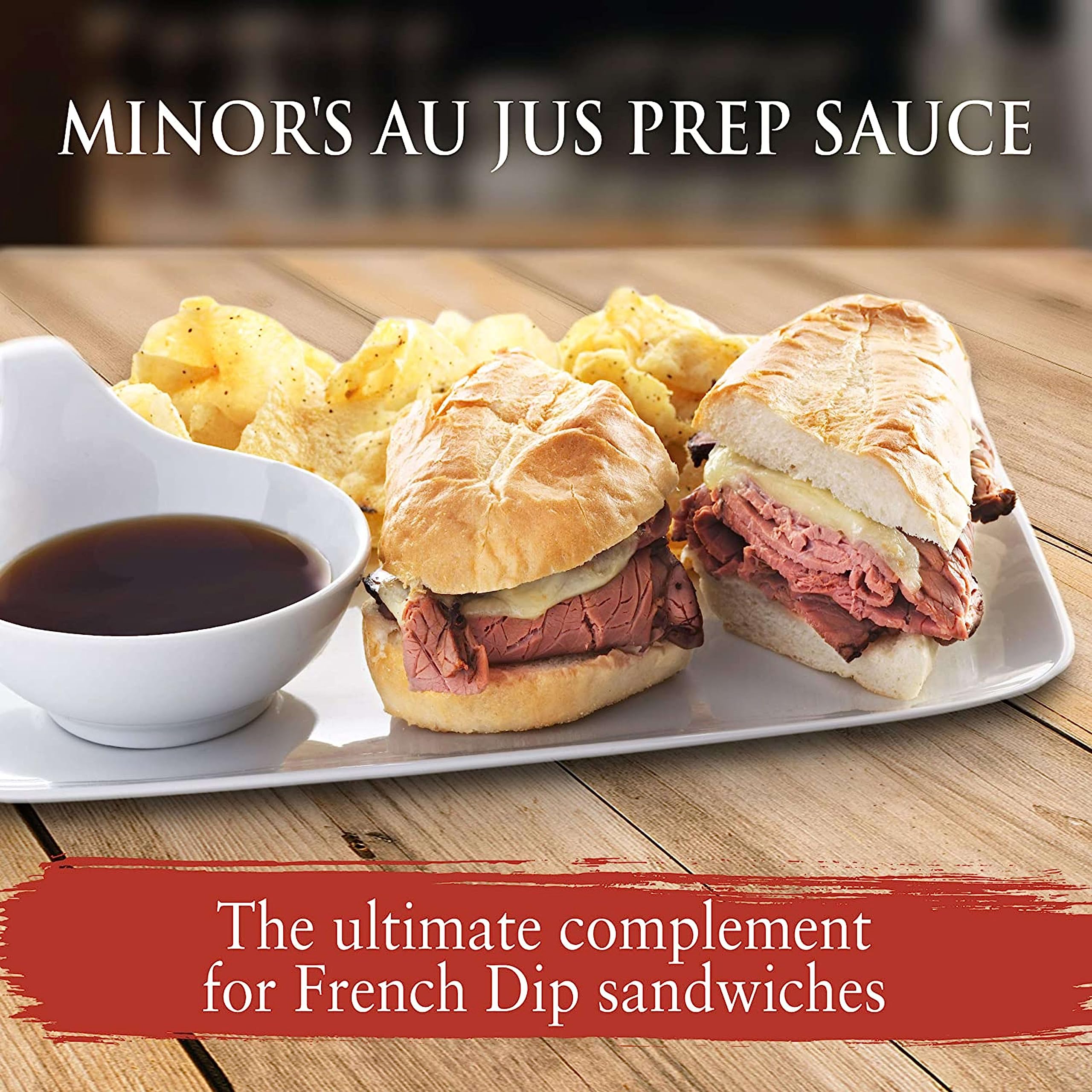 MINOR'S Au Jus Prep gluten-free label signals allergen-friendly sauce option