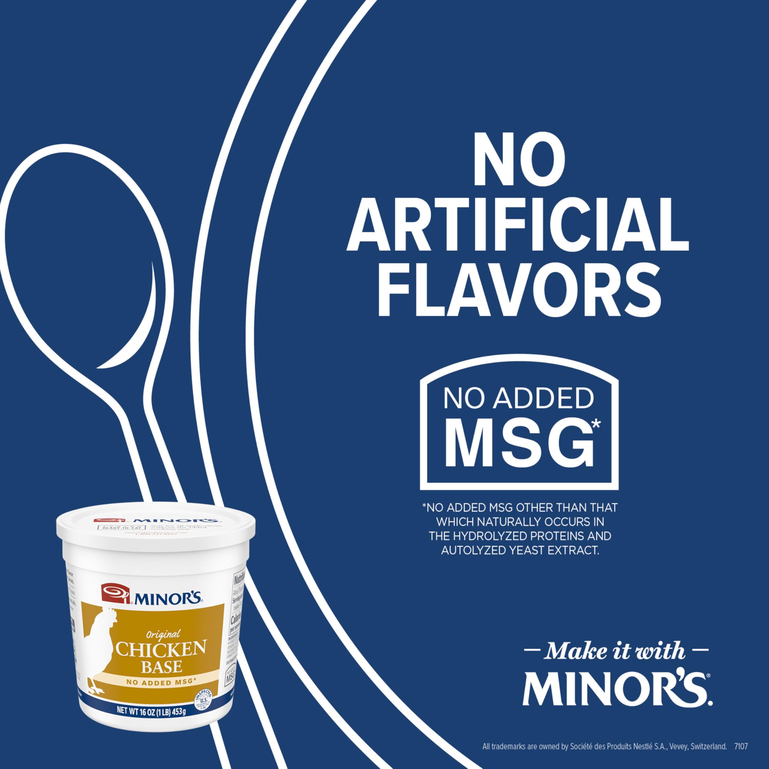 MINOR'S Chicken Base scoop in bowl shows convenient paste for gravies and sauces.