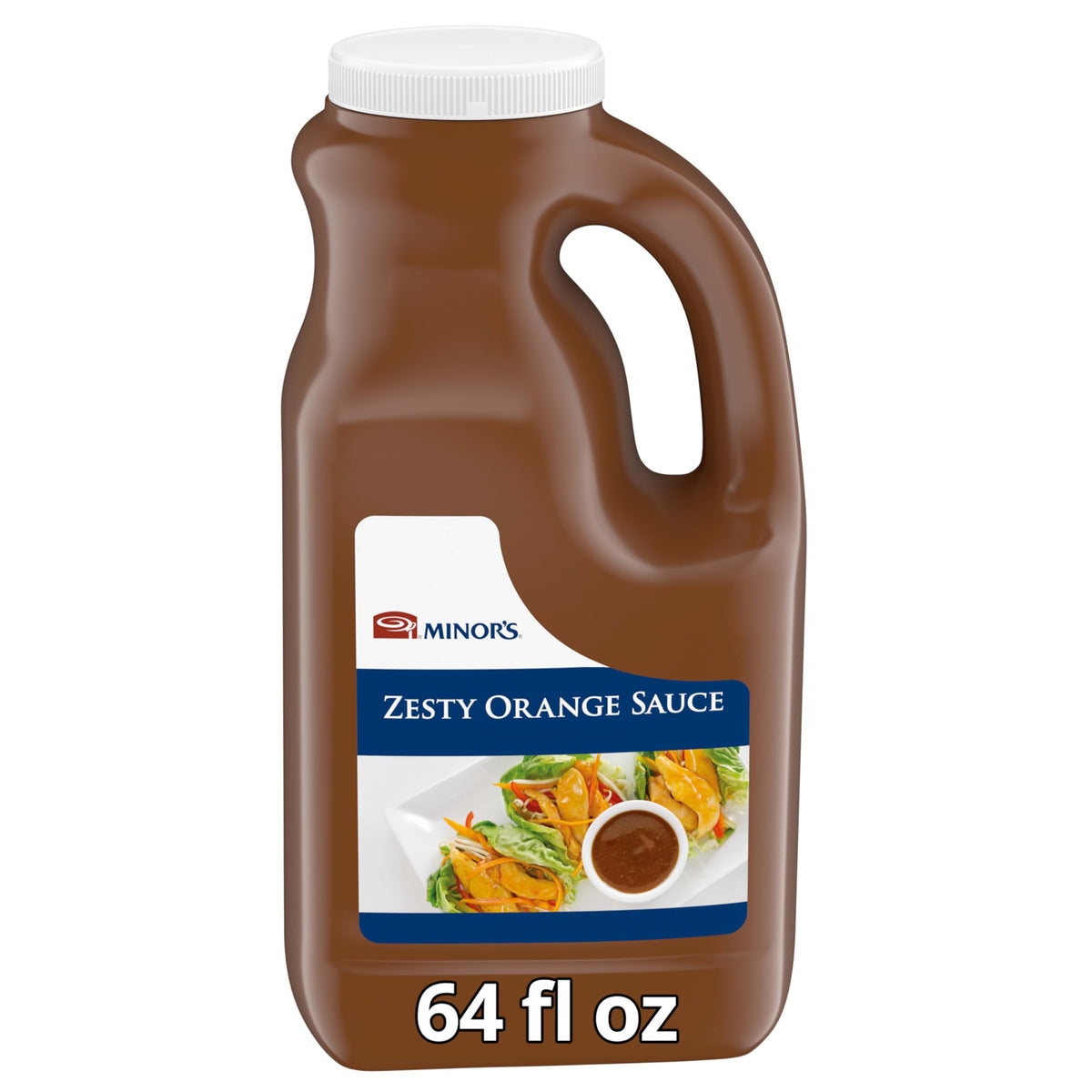 MINOR'S Zesty Orange Sauce bottle pour shows ready-to-use glaze in action