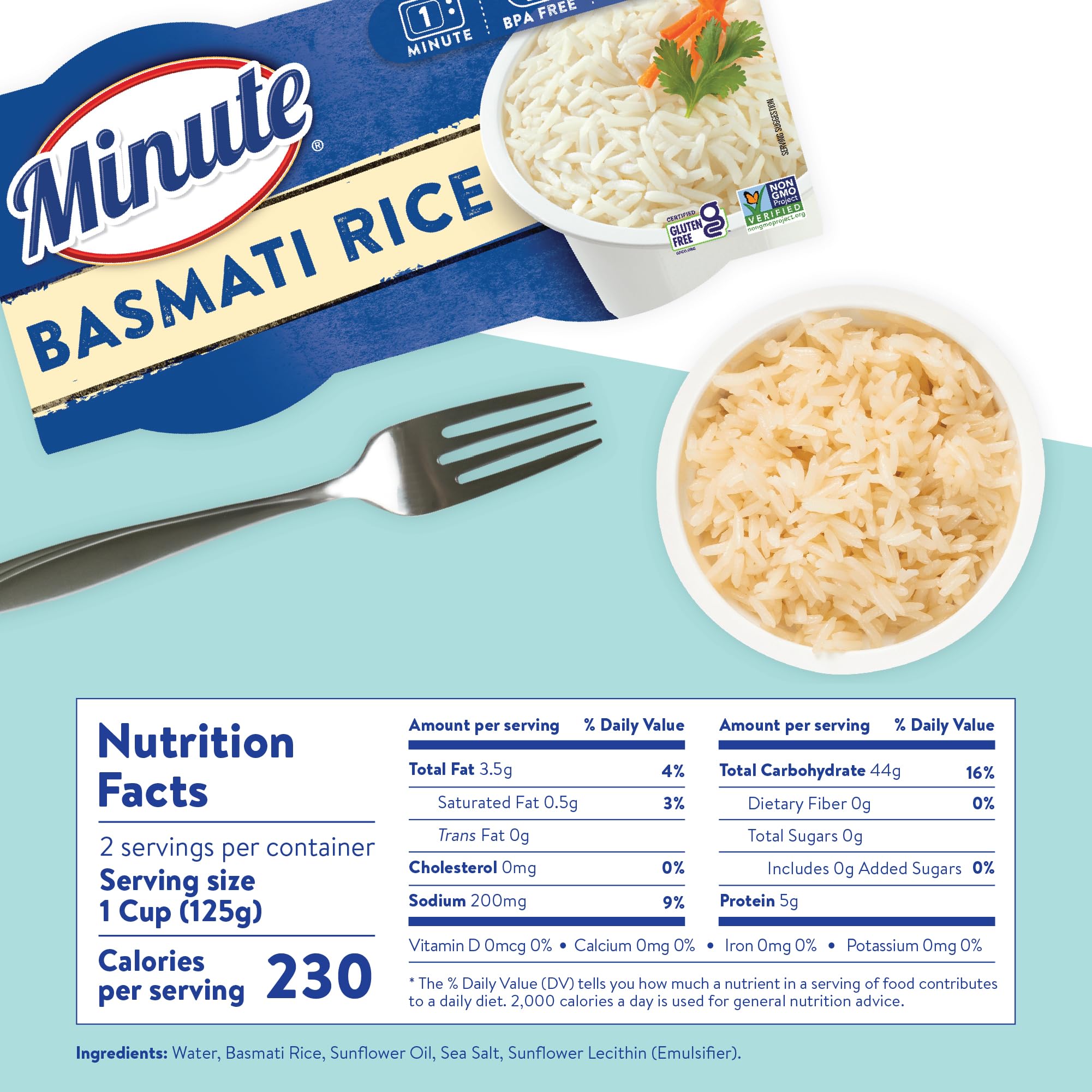 Minute Basmati Rice Cups microwaving in 60 seconds for fast meals.