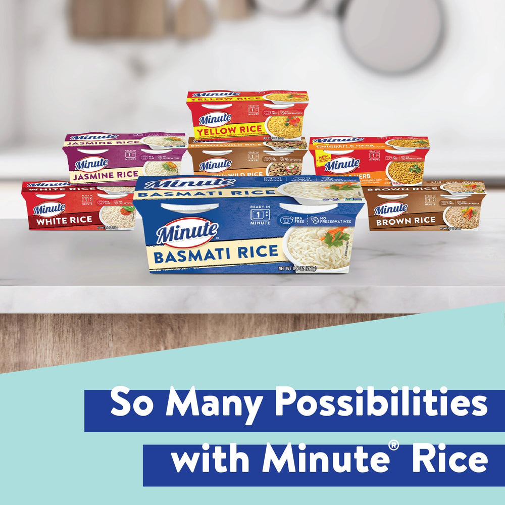 Minute basmati rice cups ideal for office lunches and school snacks.