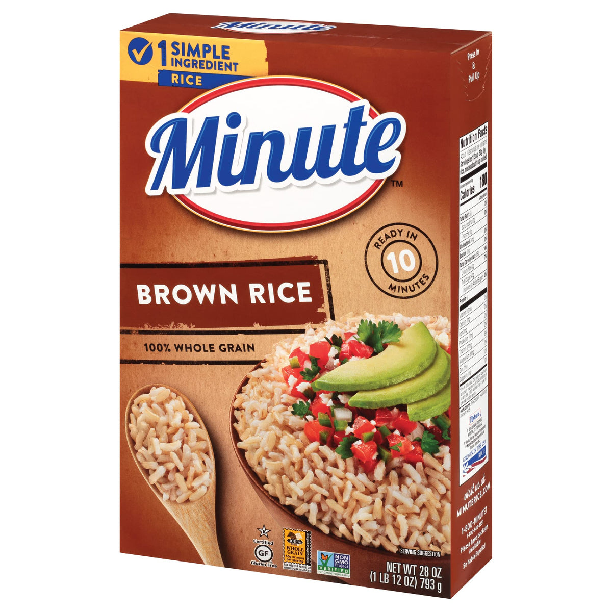 Minute Brown Rice box microwave-ready for quick meals.