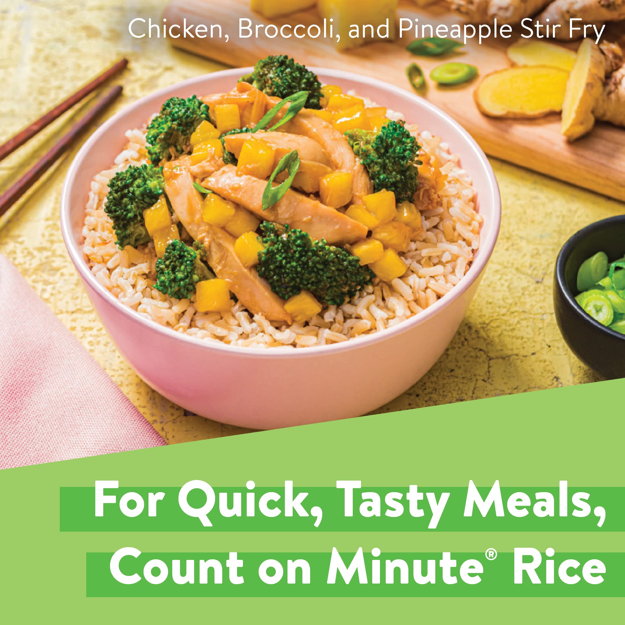 Minute Brown Rice gluten-free non-GMO label visible on packaging