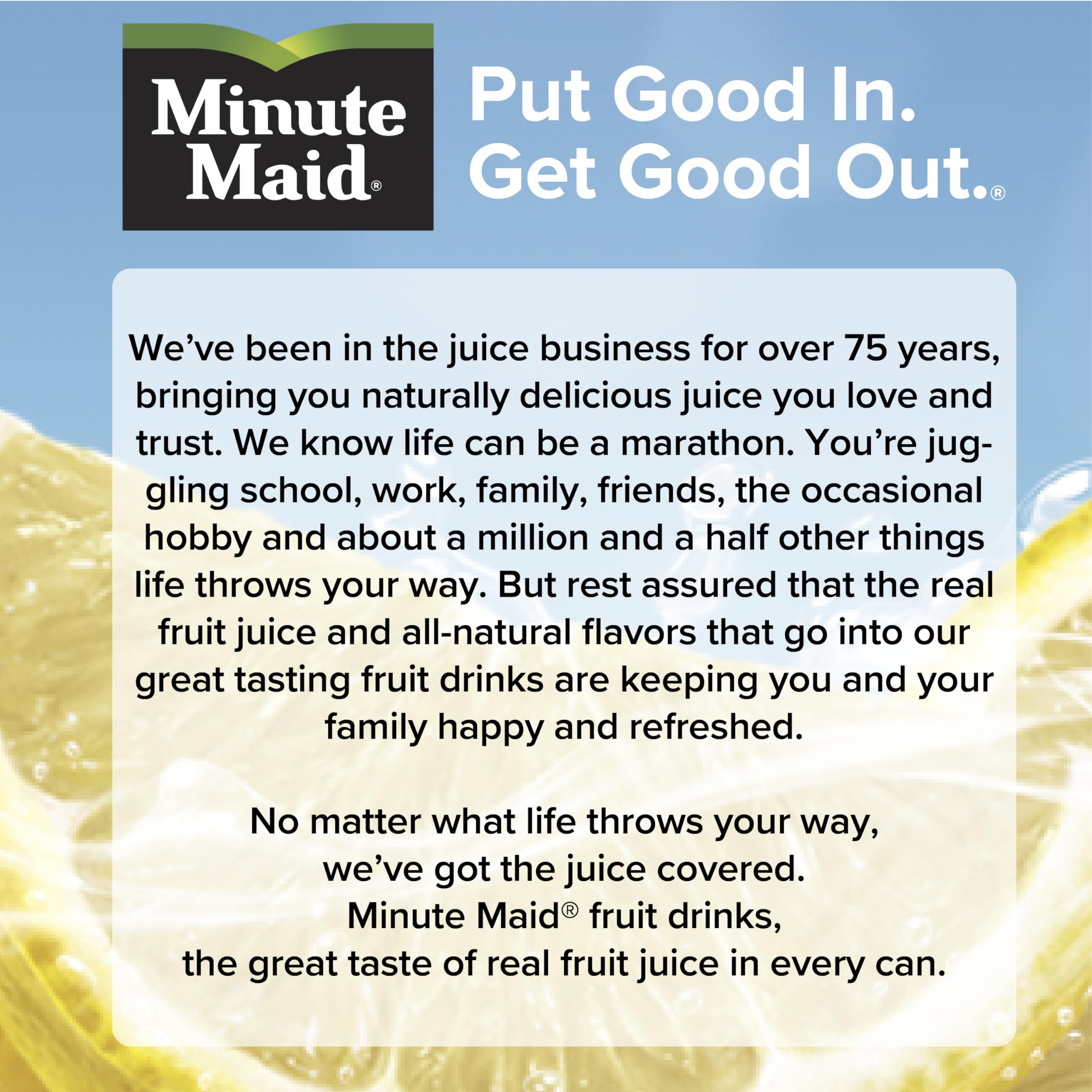 Condensation on Minute Maid Lemonade bottle signaling refreshing flavor.