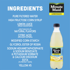 Six-pack of Minute Maid Lemonade bottles ready for family gatherings.
