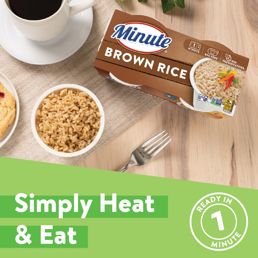 Minute rice cups are gluten-free and non-GMO for versatile meals.