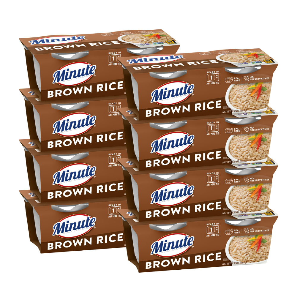 Minute Ready-to-Serve Brown Rice Cups in pack; convenient on-the-go meals.