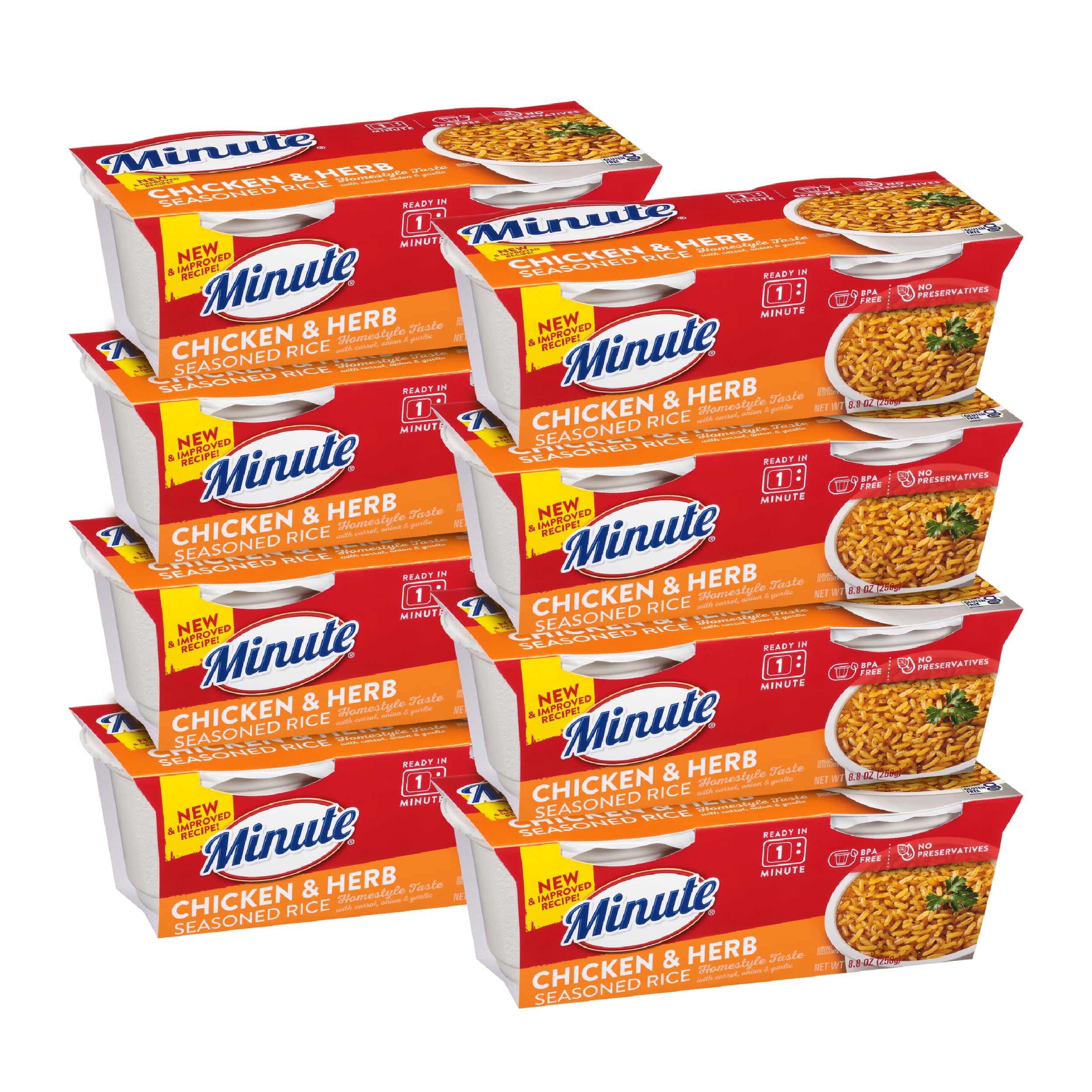 Minute Ready-to-Serve chicken herb rice cup front view, ideal for quick office lunches