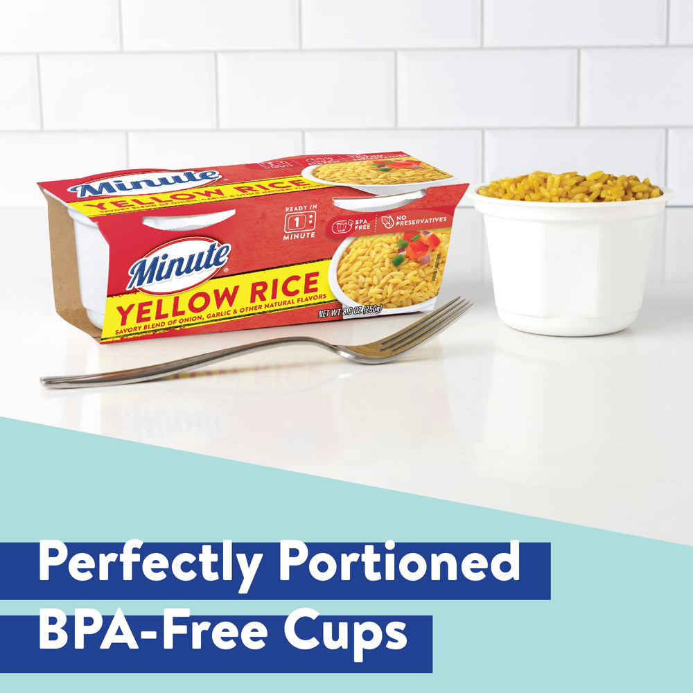 BPA-free Minute yellow rice cup for safe microwaving