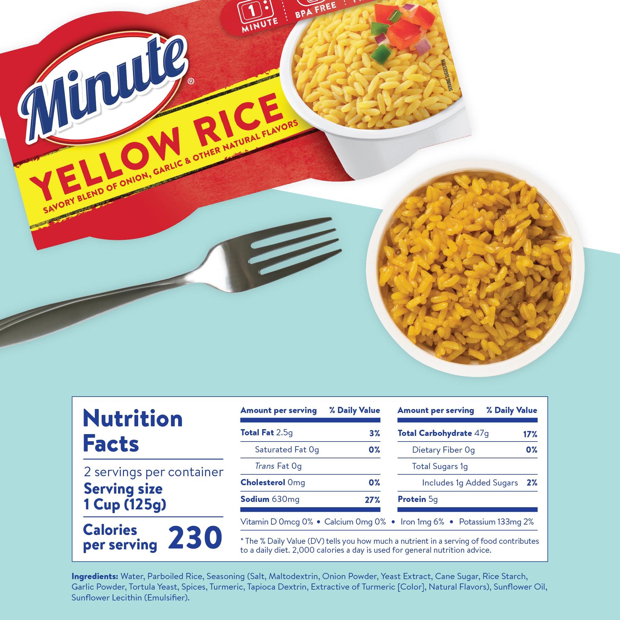 Minute yellow rice cup paired with egg and veggies for a quick meal