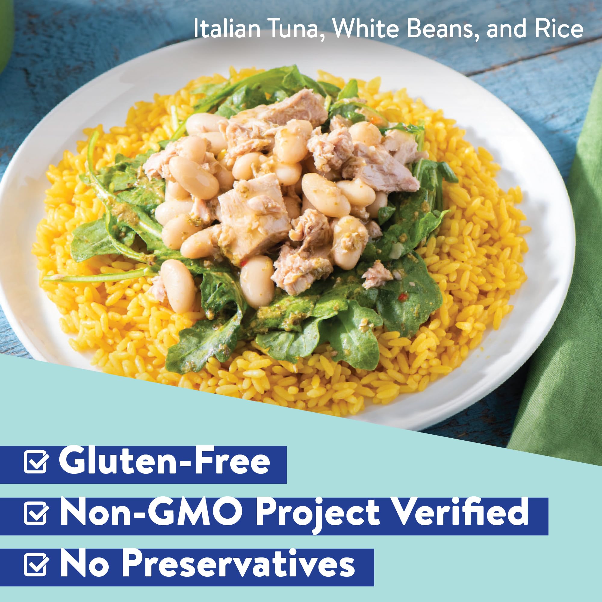 Minute yellow rice served as a quick side with chicken and vegetables