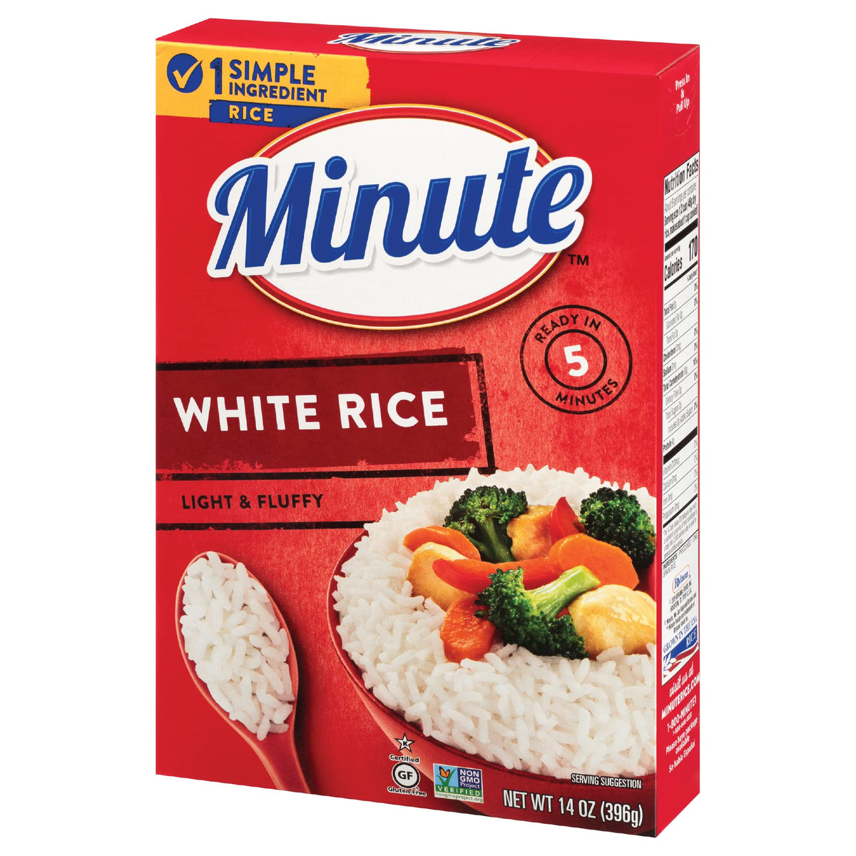 Minute White Rice box on kitchen counter ready for a quick meal.