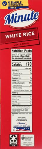 Minute White Rice microwave-cook method shows fast five-minute prep.