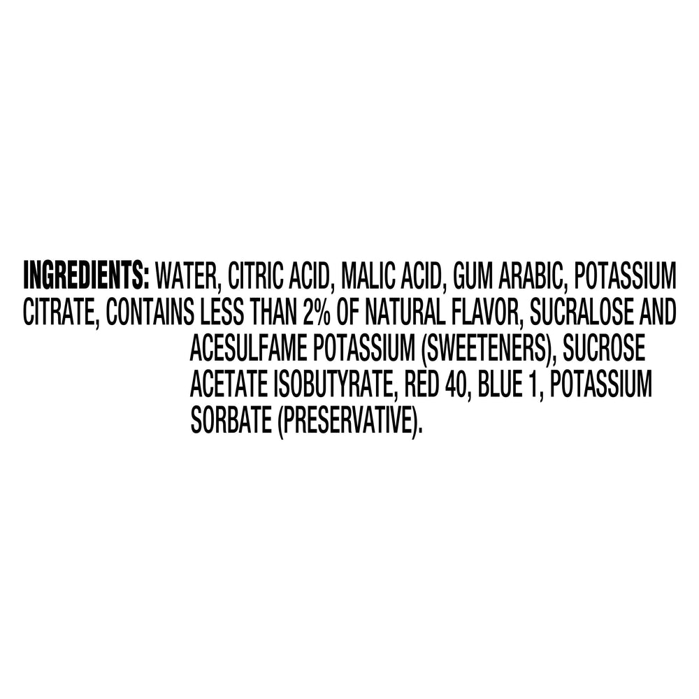 MiO Berry Pomegranate label highlights natural flavors and zero calories