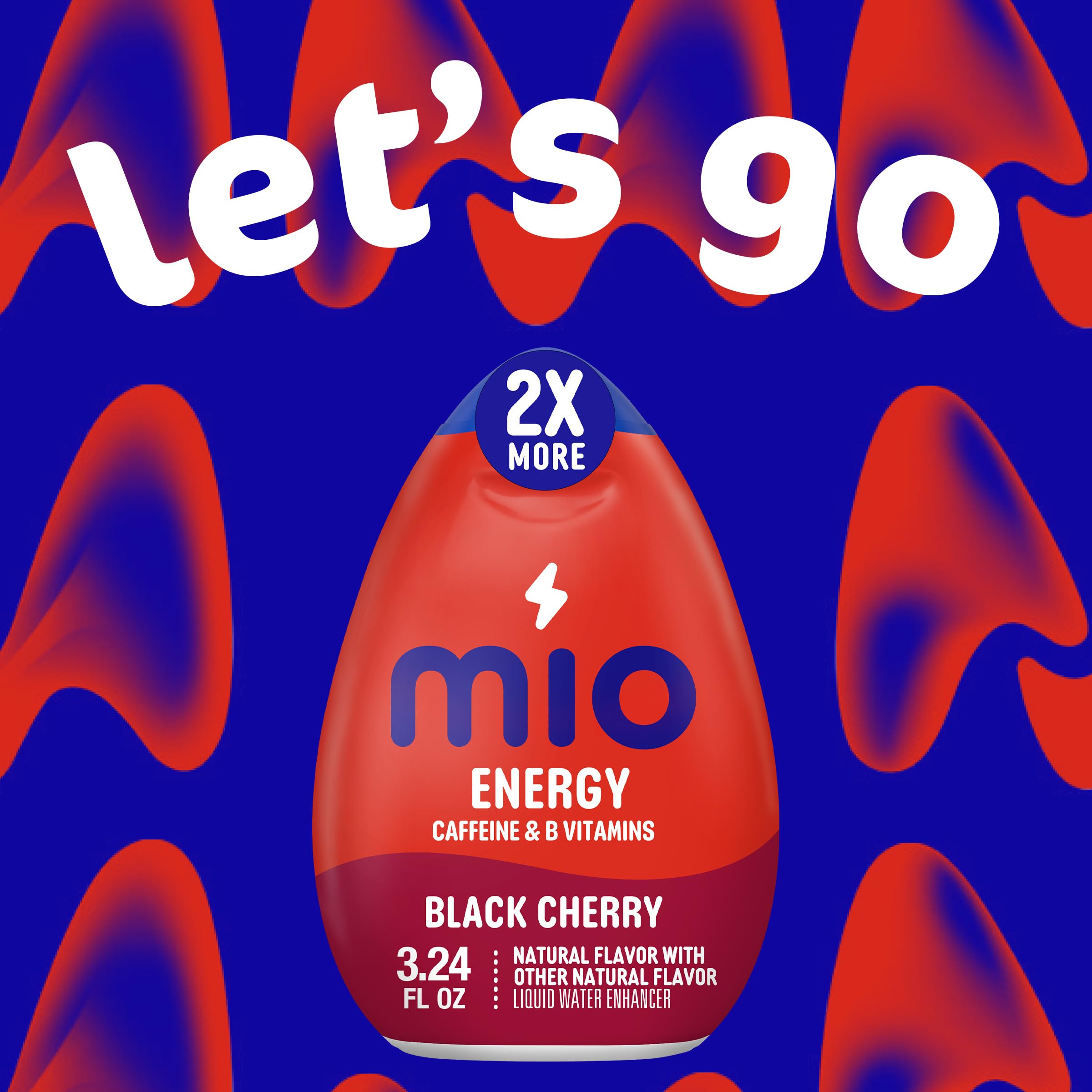 Glass of water with Mio Energy Black Cherry for a refreshing lift.
