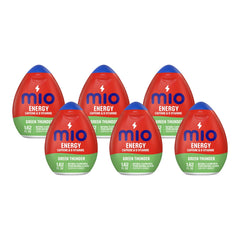 Mio Energy Green Thunder bottle close-up showing hydration boost