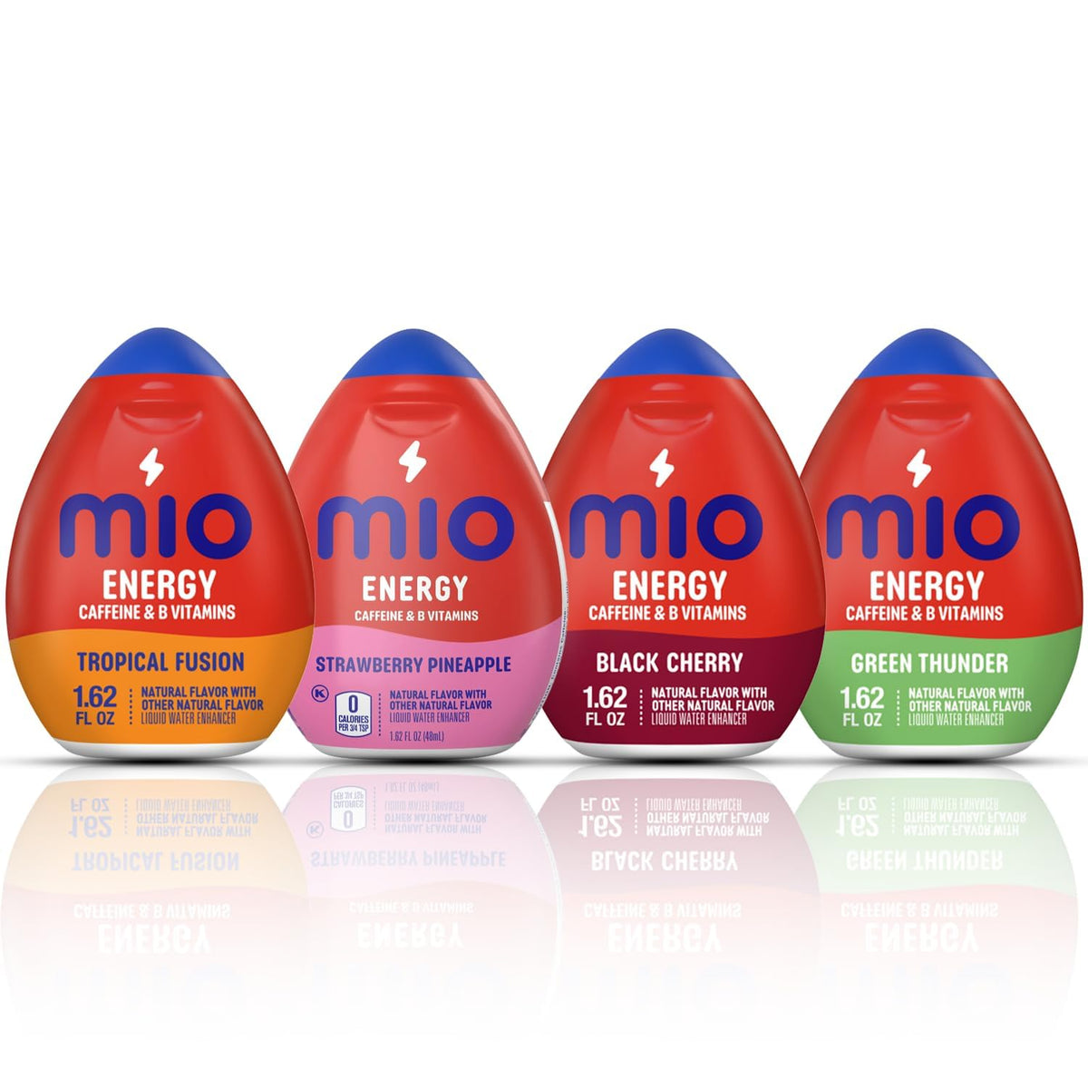 Mio Energy Tropical Fusion bottle being squeezed into water for a quick pick-me-up.