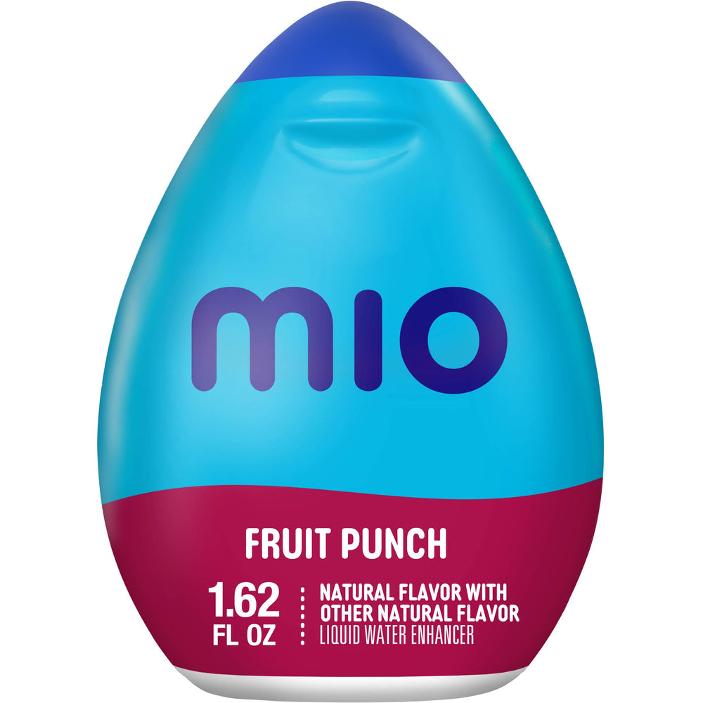 Mio Fruit Punch on-the-go use with a water bottle for quick flavor boost.