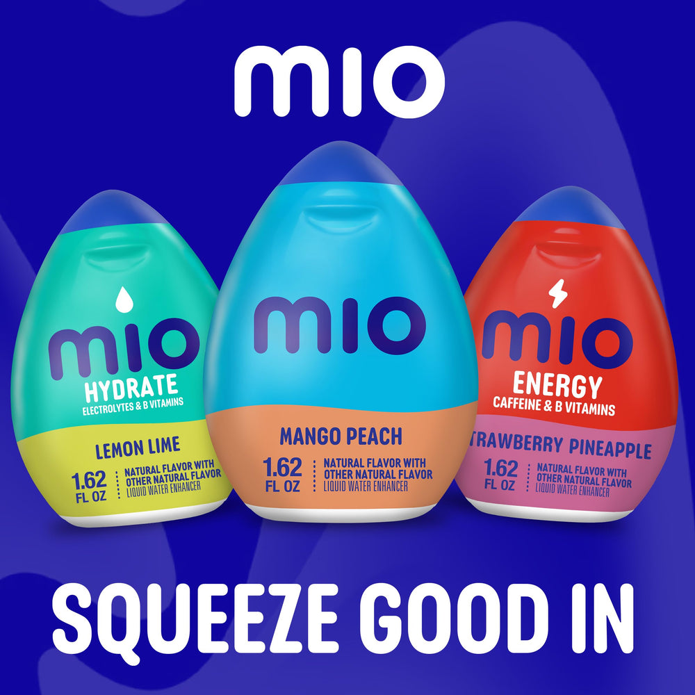 Mio Mango Peach glass with water demonstrates vibrant fruit flavor infusion