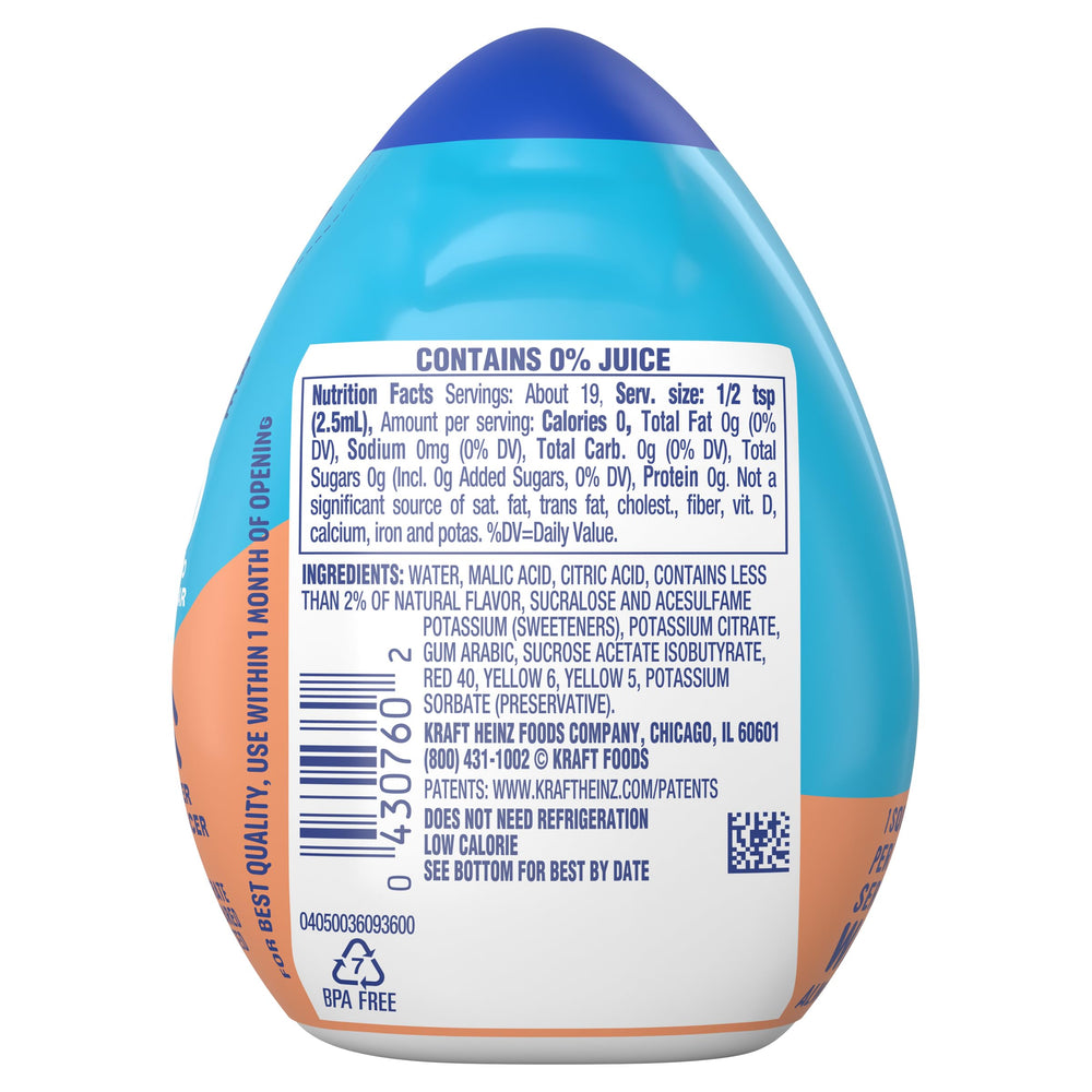 Mio Mango Peach pour action shows quick flavor burst in water during workouts