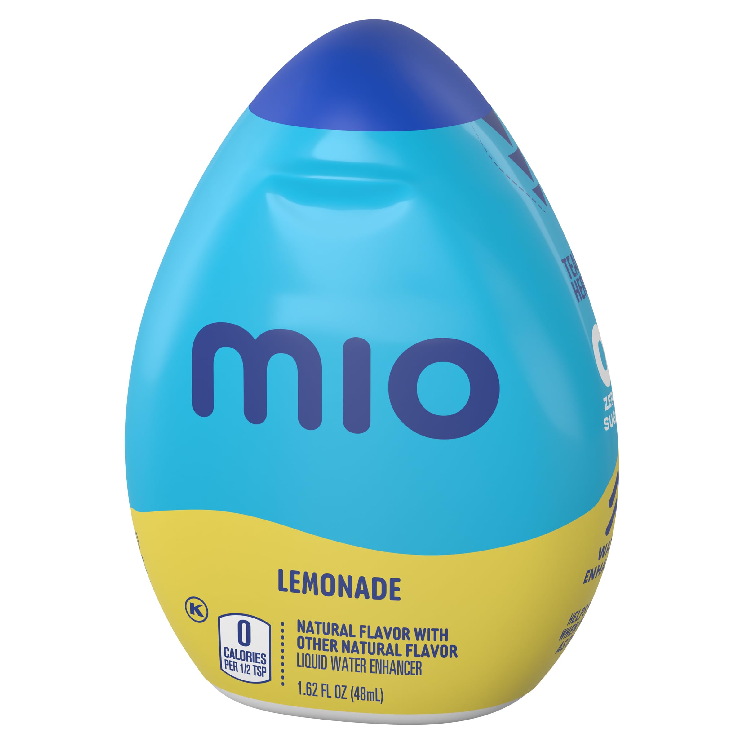 Refreshing lemonade water in a cold glass flavored by Mio