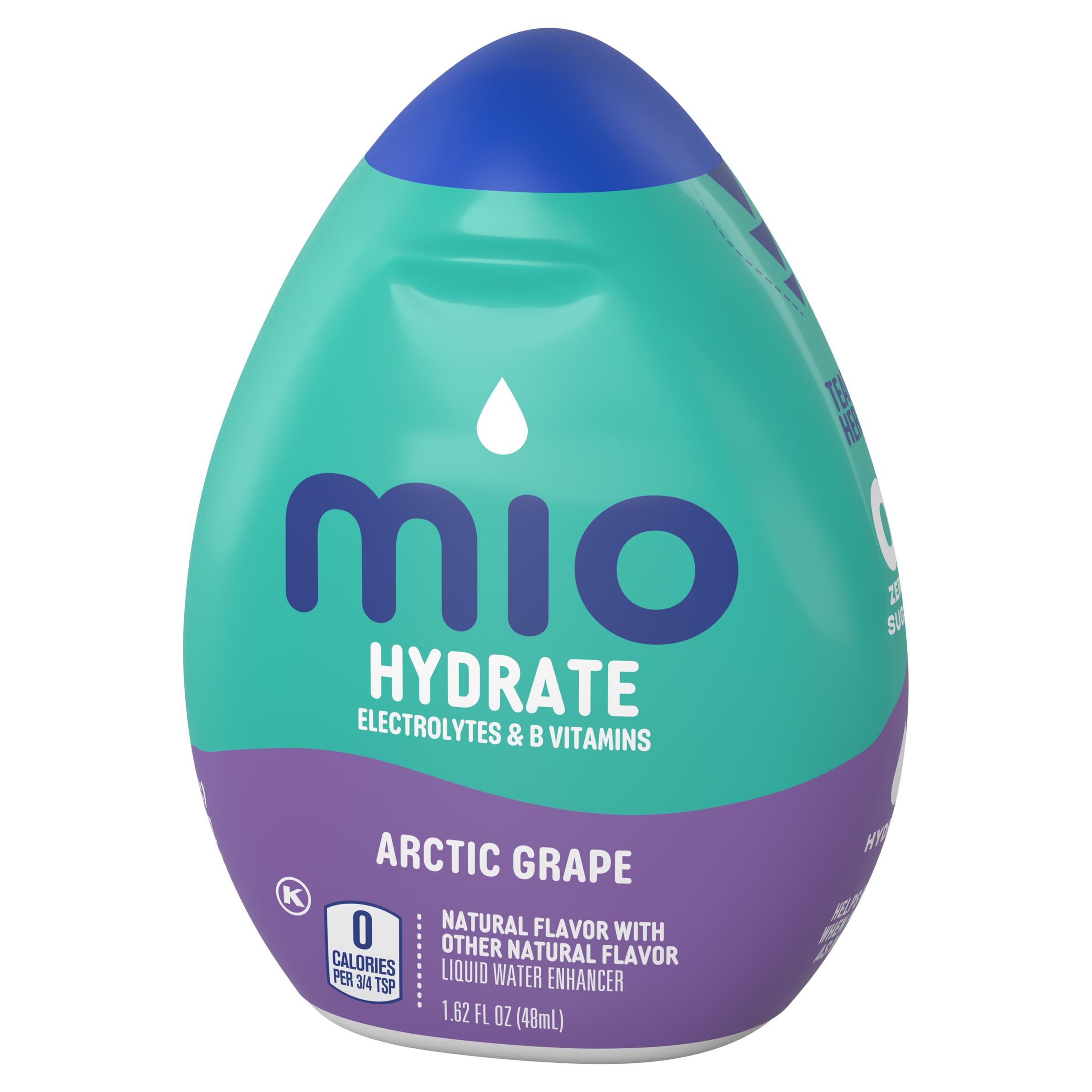 Label close-up showing zero calories and natural flavors.