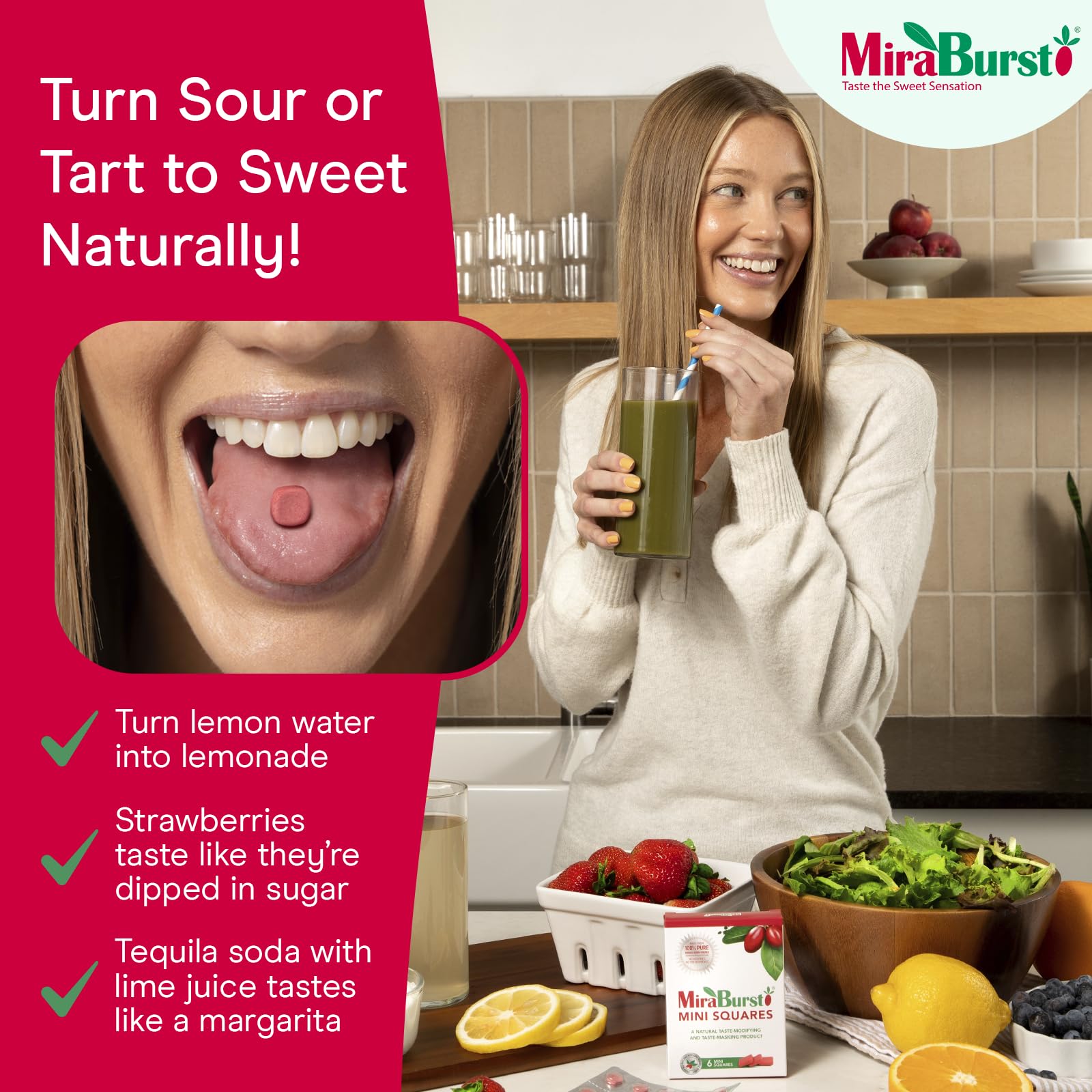MiraBurst Mini Squares turn sour fruits into sweet treats without added sugar.