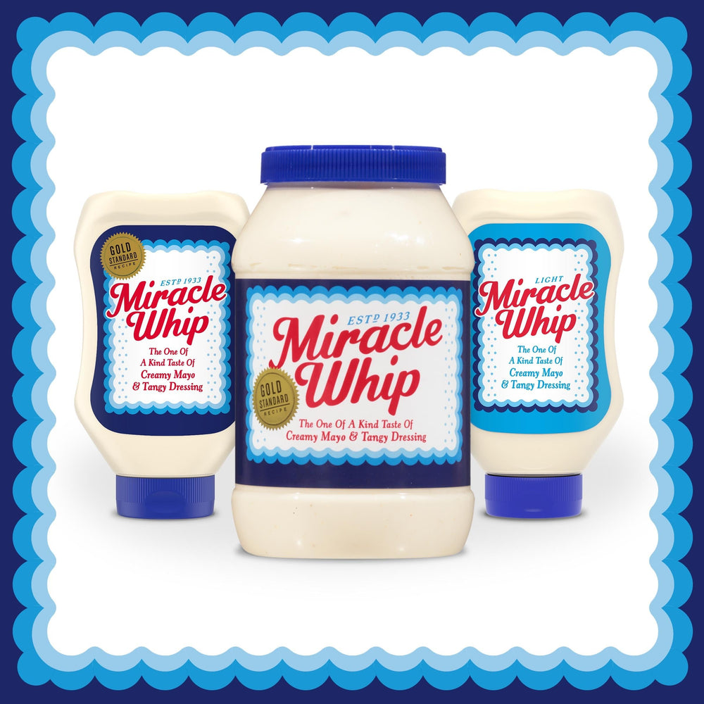 Refrigerator storage after opening shown with Miracel Whip.